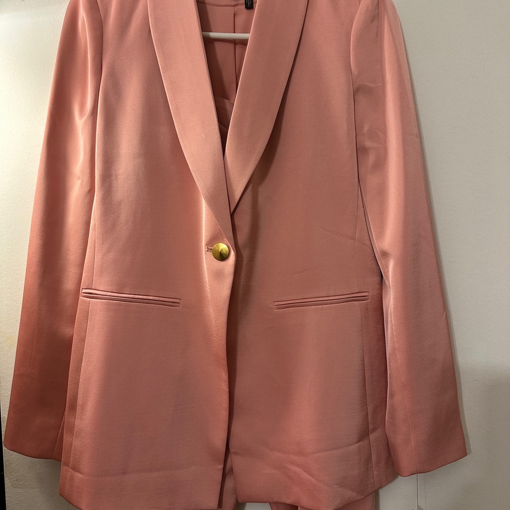 Donna Karan Soft Pink Satin Pantsuit